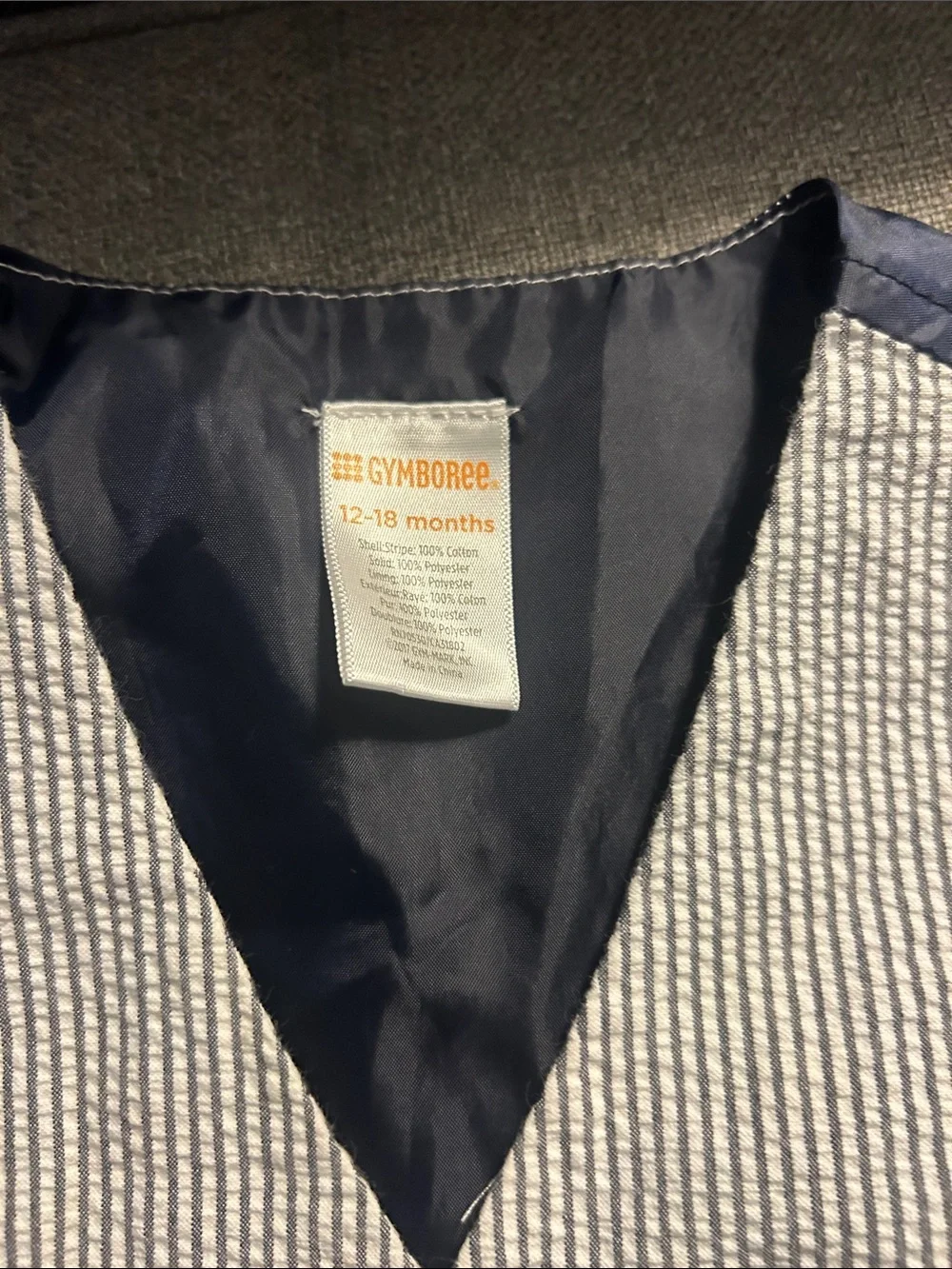 Gymboree Navy and White Pinstripe Vest & Pants with Navy Suspenders